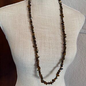Tiger's Eye Quartz Chip Bead Necklace